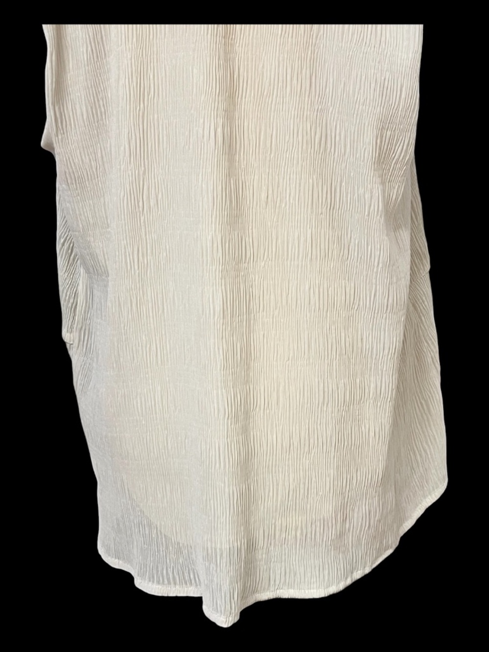 EUC Donna Karan Cream Crinkle Faux Wrap Peplum Blouse | Size XL - Picture 6 of 9